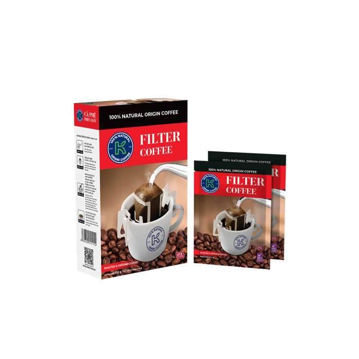 [Chính Hãng] Hộp Cà phê phin giấy K Coffee Filter 105g - Cà phê nguyên chất - Vị tự nhiên