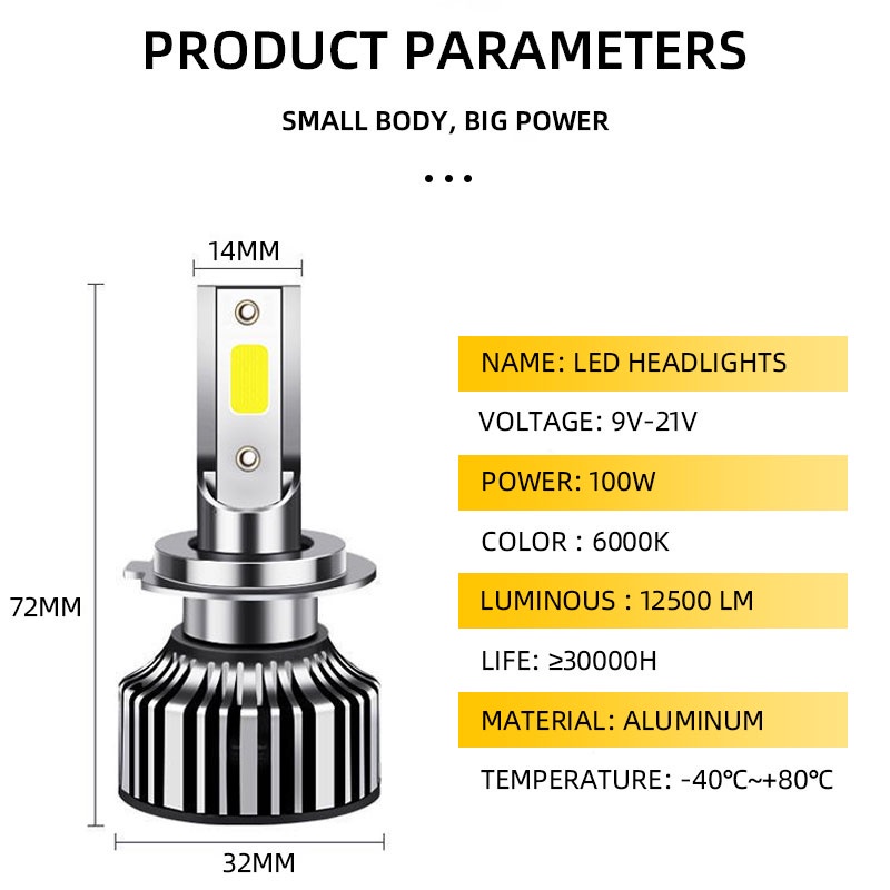 1 bóng Đèn pha LED phá sương mù LYMOYO H11/ H4/ 9005/ 9006/ H1/ H7/ 9012 9012 cho xe hơi/ xe máy