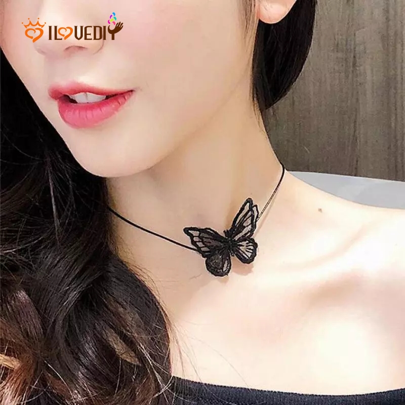 Dây Chuyền Ren Phối Mặt Hình Bươm Bướm Thời Trang Cho Nữ