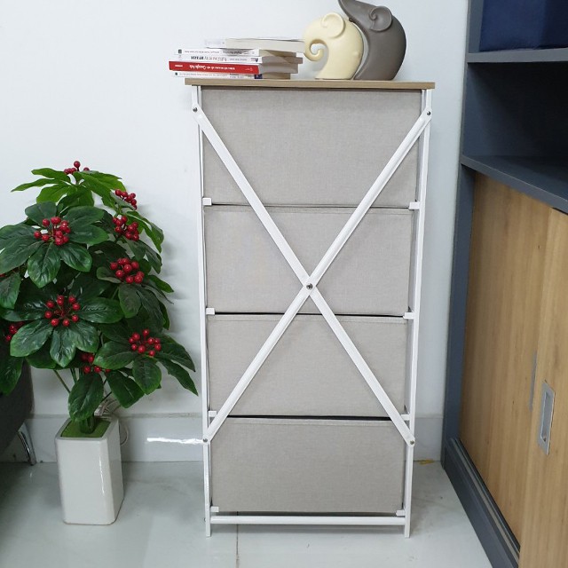 Tủ đựng quần áo đa năng 4 ngăn vải Oxfort 600D, Khung sắt sơn tĩnh điện chất lượng cao