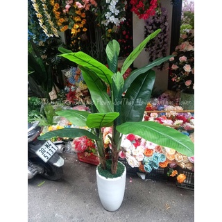 Cây chuối giả cây giả chuối cảnh 3 khóm cao 1m50 trang trí sân vườn