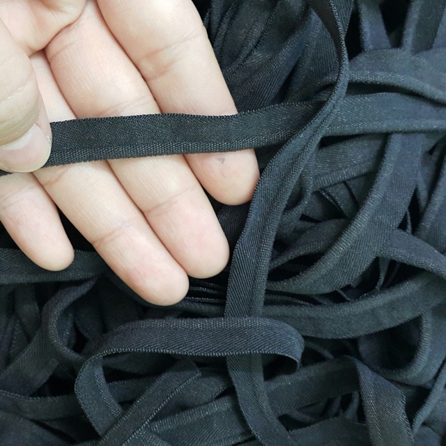 1m Dây Chun Viền Có Gờ Xám Đen Co Giãn Nhẹ Bản 1cm Hàng Công Ty