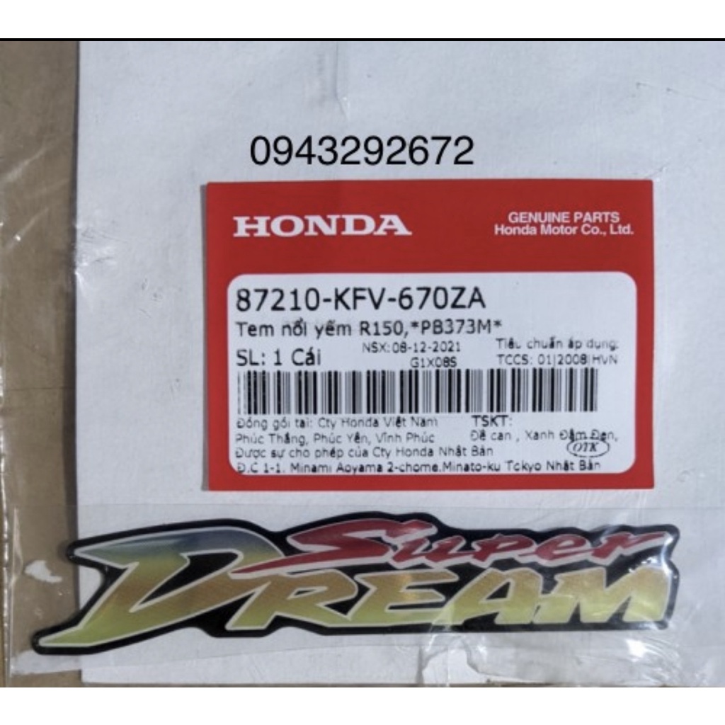 Tem Nổi Yếm Dream Honda