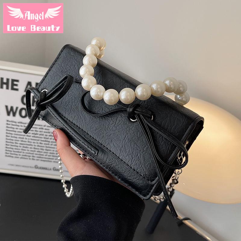 Thiên Thần~Hàng Có Sẵn] Túi Xách Đeo Vai Cỡ Nhỏ Phối Dây Xích Ngọc Trai Phong Cách Hàn Quốc 2022 Chất Lượng Cao Thiết Kế Thời Trang Cho Nữ