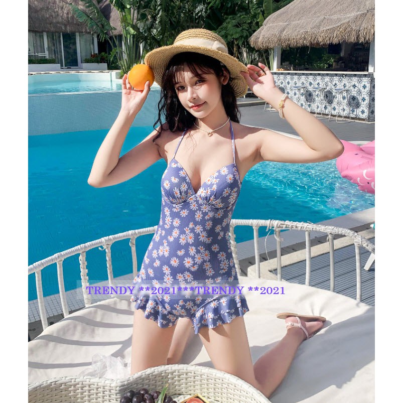 (Hàng nhập) Set Bikini 1 Mảnh Hoa Cúc + Áo Khoác Trắng #8230