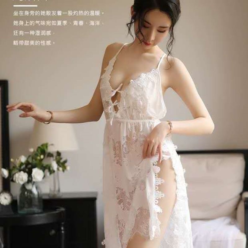 Bộ đồ ngủ phối ren hở lưng size lớn 200kg thời trang mùa hè cho nữ