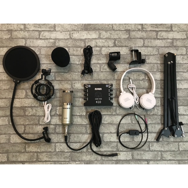 Combo bộ míc thu âm BM900- Souncard K10 quà tặng tai nghe JBL
