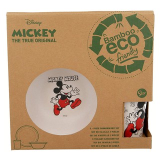 Bộ chén dĩa ly bằng sợi tre Mickey - 3 Món
