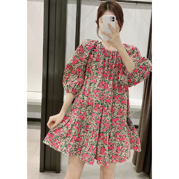 Váy hoa nhi dáng xòe tay bồng