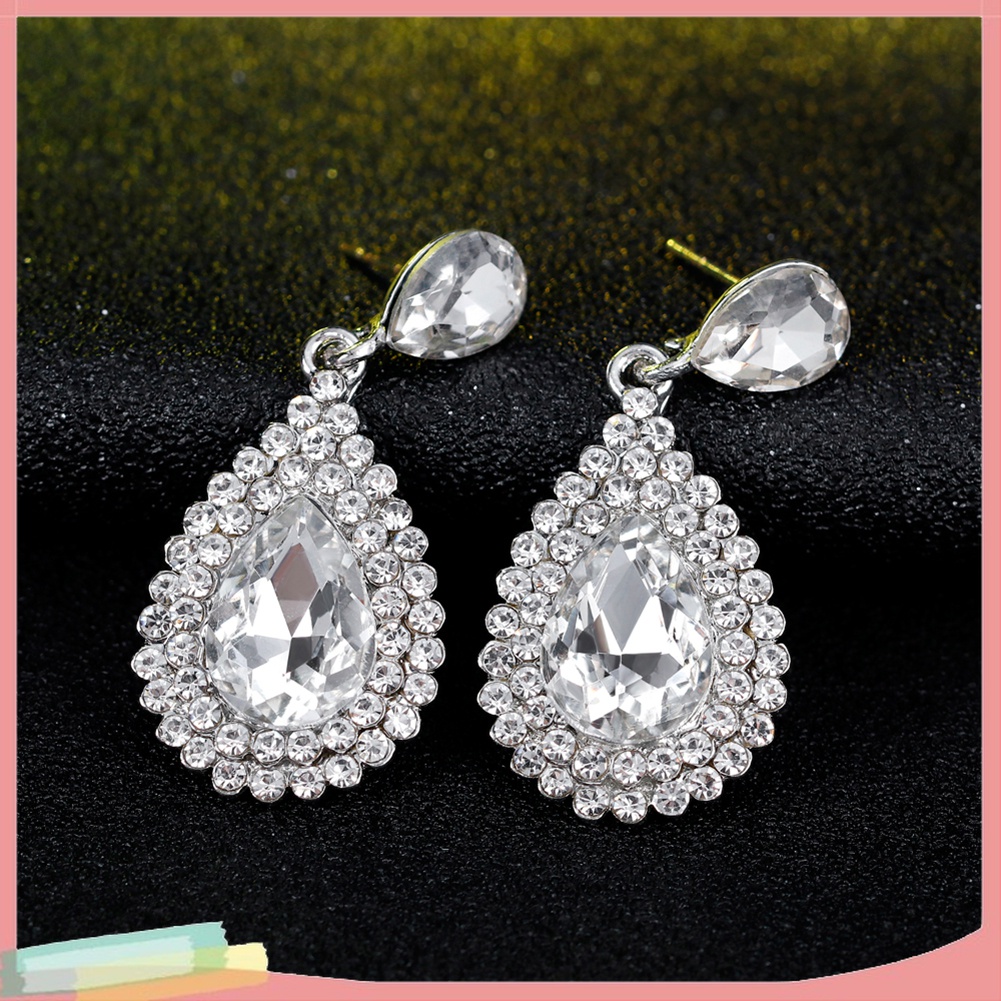 Đôi Khuyên Tai HìNh GiọT NướC ĐíNh Kim Cương Giả Sang TrọNg ThờI Trang Cho Nữ