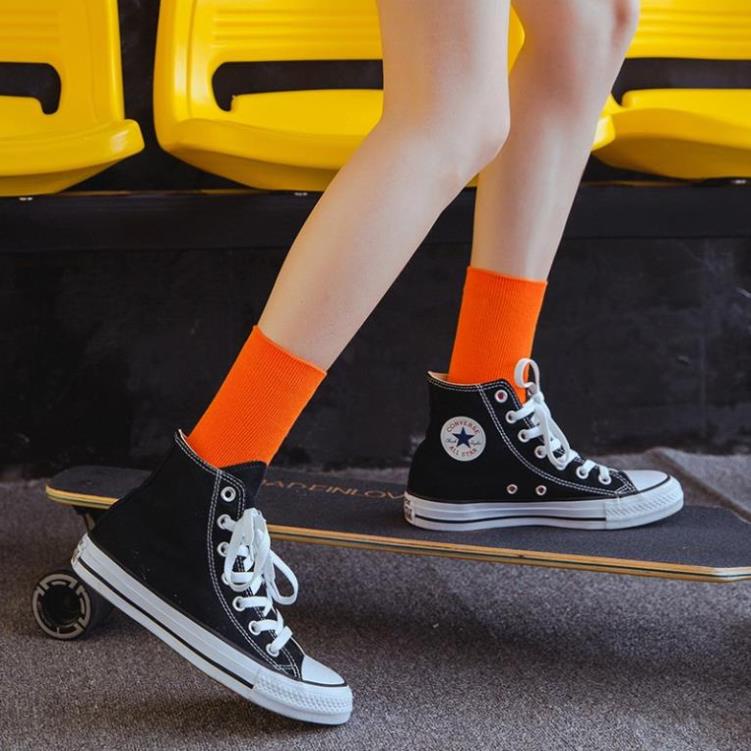 Vớ DC709 trơn cao cổ nhiều màu, tất gân cao giữa bắp chân vintage