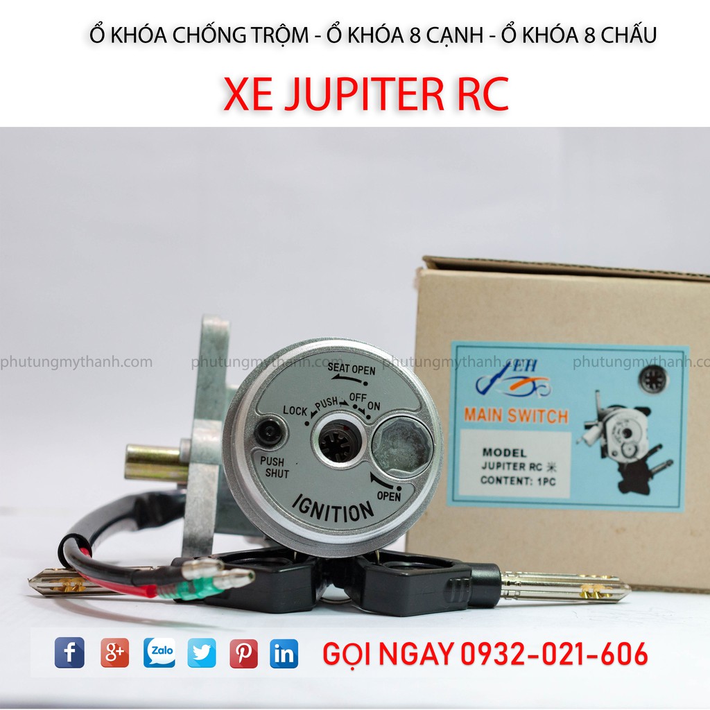 Ổ khóa 8 cạnh xe Jupiter RC chống trộm