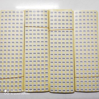 (Giá sỉ) 100 Tờ tem size dán quần áo - Decal Size XS, S, M, L, XL, Size số dán 1,2,3,4... (đường kính 1,2cm)