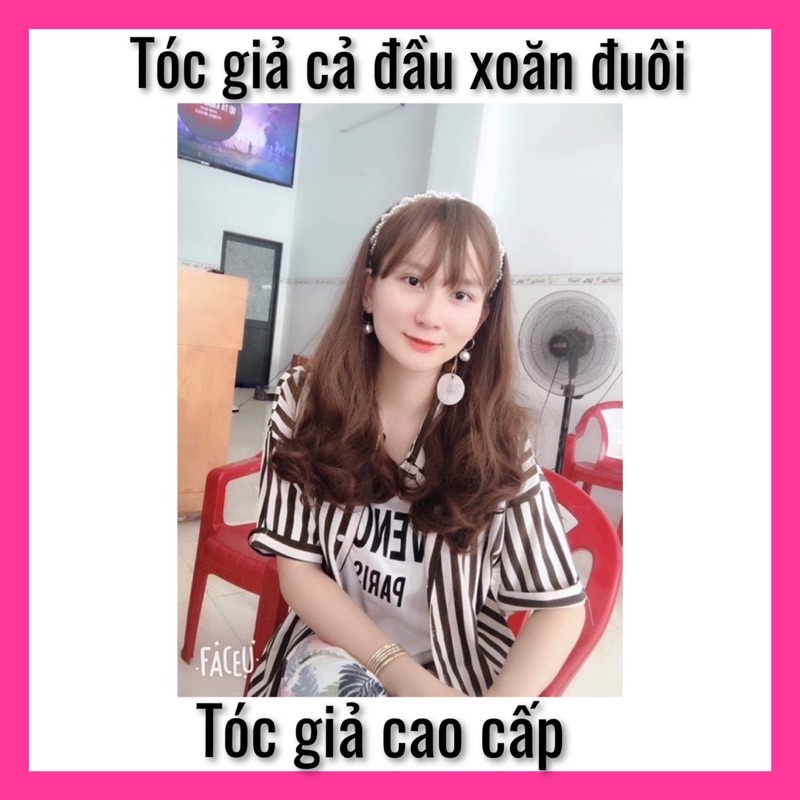 Tóc giả cả đầu uốn xoăn lửng mẫu mới ✅freeship ✅