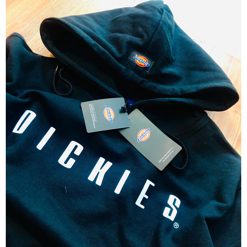 Áo hoodie nỉ đen Dickies nam nữ unisex form rộng basic in ngực chính hãng - Helistore