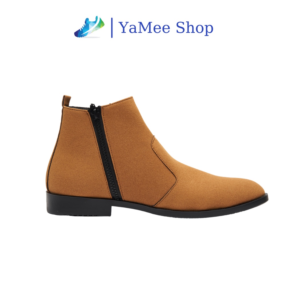 Giày chelsea boots nam da lộn, cổ khóa, đế khâu chắc chắn.