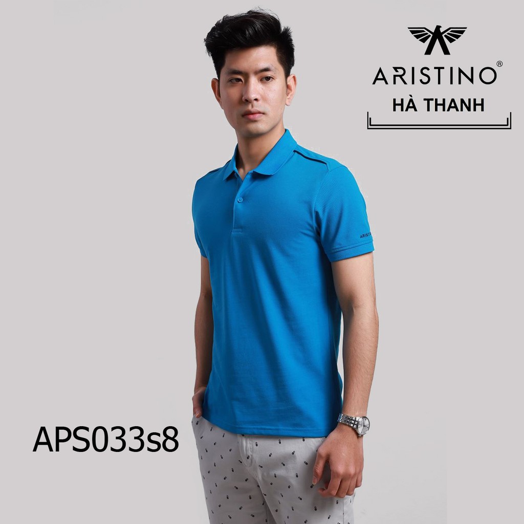 Áo Polo Nam Aristino APs033s8 Màu Xanh Biển Phong Cách có S/M/L