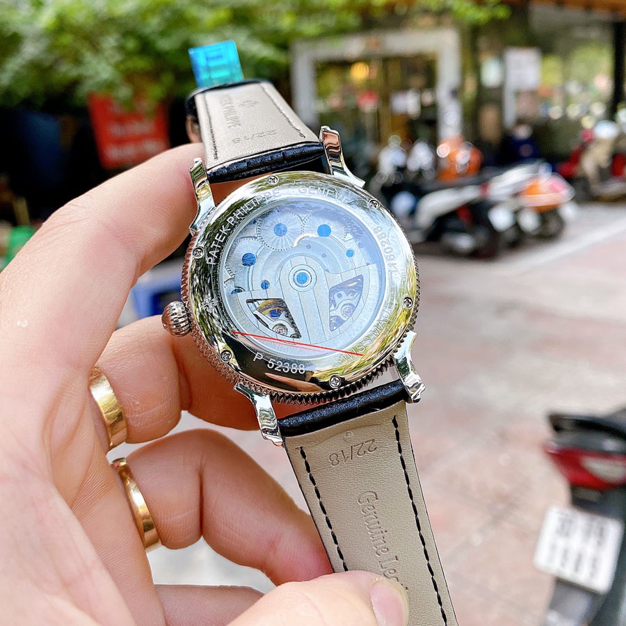 Đồng hồ Nam Patek 2 tim máy nhật, mặt trắng viền trắng, dòng cơ Automatic size 42mm-43mm