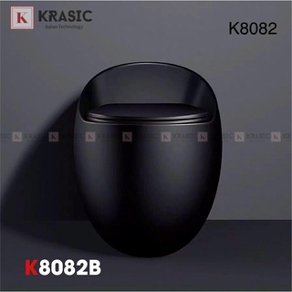 Bồn cầu trứng đen Krasic K8082B  Đen nung, nắp chống xước