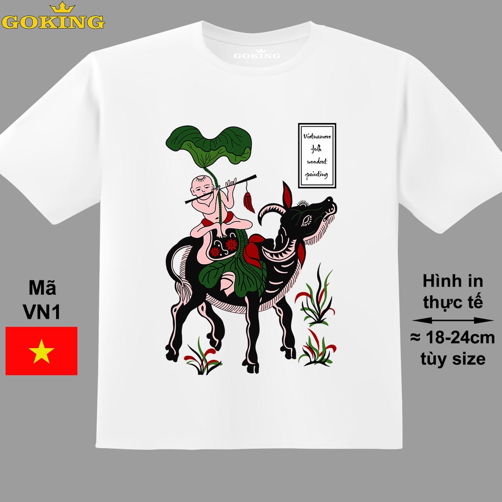 Chăn trâu thổi sáo, mã VN1. Áo thun Việt Nam đẹp cho bé trai, bé gái. Áo thun thoát nhiệt hàng hiệu Goking cao cấp