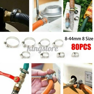 80Pcs Stainless Steel Hose Pipe Hoop Strong Hose Clamps Wire Assorted 8-44mm ☆