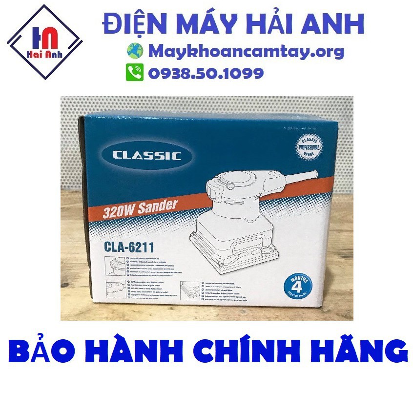 Máy chà nhám gỗ cầm tay Classic 6211 chính hãng, chà nhám đánh bóng gỗ, động cơ dây đồng bền bỉ. BH 6 tháng toàn quốc