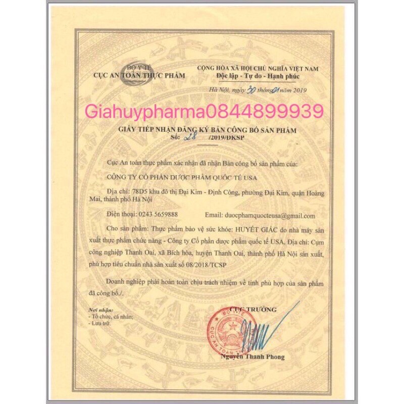 Huyết giác tan  bầm tím mau lành vết thương hộp 30v