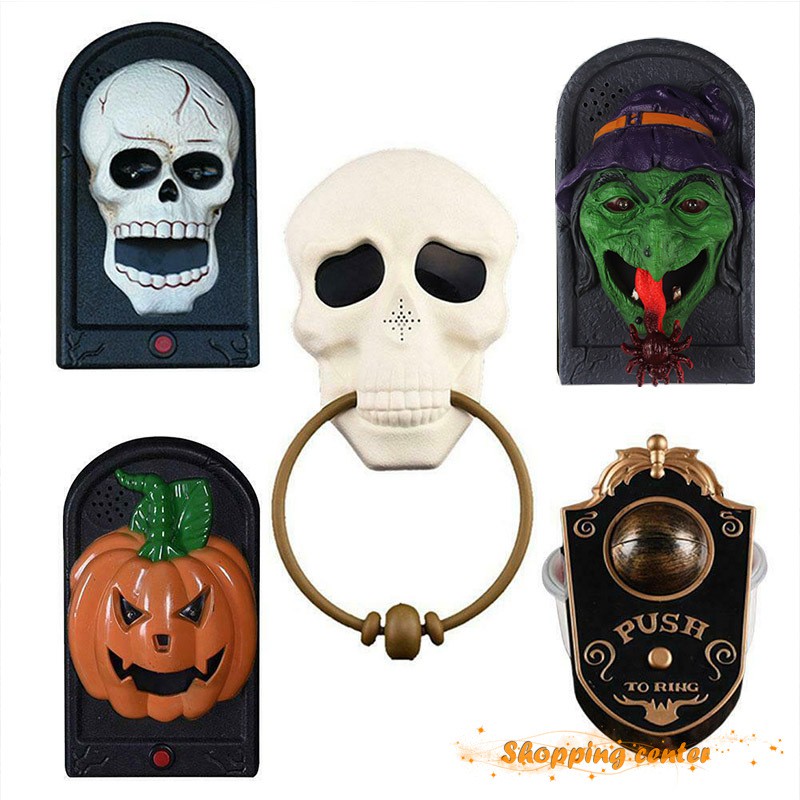 Chuông Cửa Điện Tử Hình Bộ Xương Mắt Có Đèn Led Cho Lễ Halloween