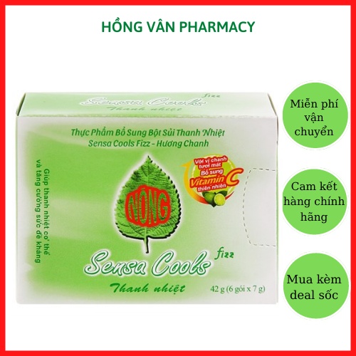 Bột sủi thanh nhiệt Sensa Cools - Bổ sung Vitamin C, giúp thanh nhiệt và tăng đề kháng (Hộp 6 gói)