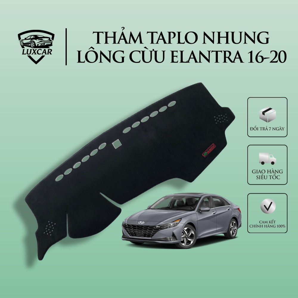 Thảm Taplo Nhung Lông Cừu LUXCAR Xe HYUNDAI ELANTRA - Đế cao su chống trượt đời xe 2016-2020