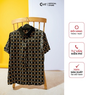 Áo Sơ mi hoạ tiết tay cộc lơ vê CCHAT