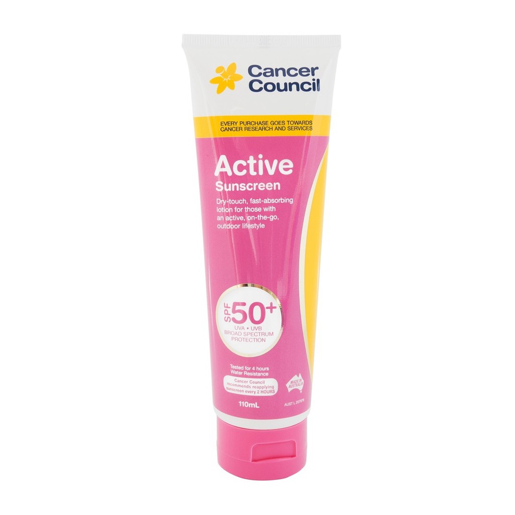 Kem Chống Nắng Cancer Council Active Pink Sunscreen SPF 50+/PA++++ UVA-UVB năng động 110ml