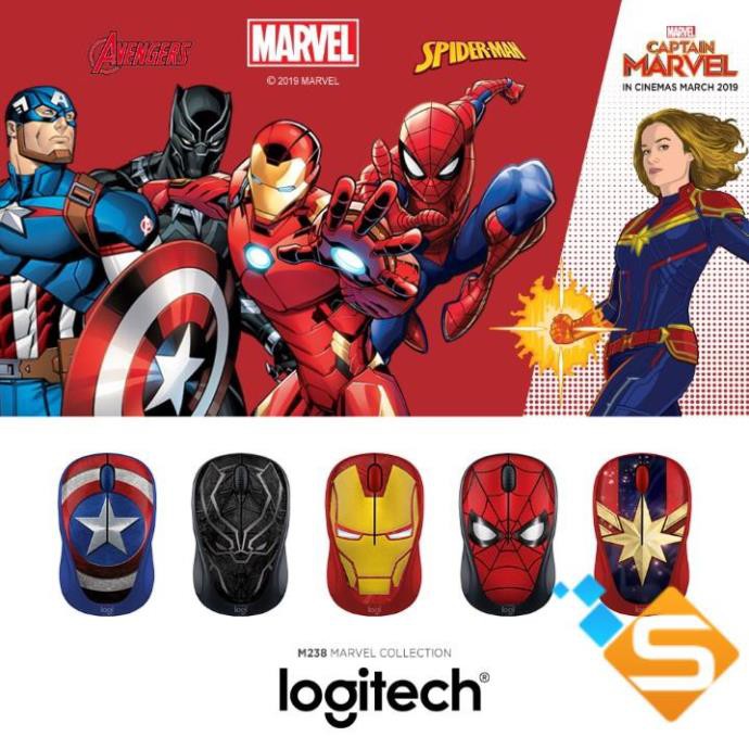 Chuột không dây LOGITECH M238 Captain Marvel - Marvel Collection - Hãng phân phối chính thức - Bảo hành 1 năm