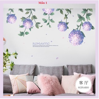 Decal giấy dán tường [MẪU MỚI] Decan Hoa Tú cầu