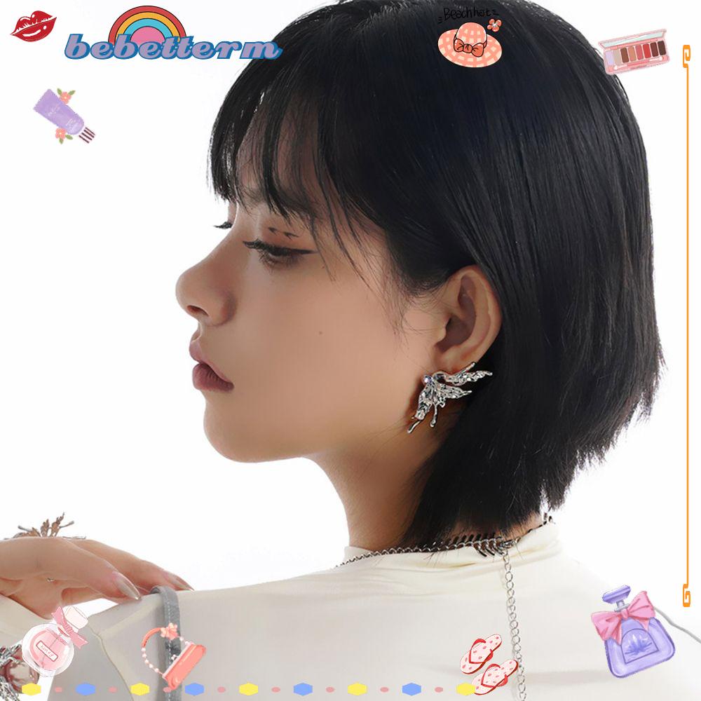 Đôi khuyên tai kim loại hình bướm phong cách punk thời trang cho nữ