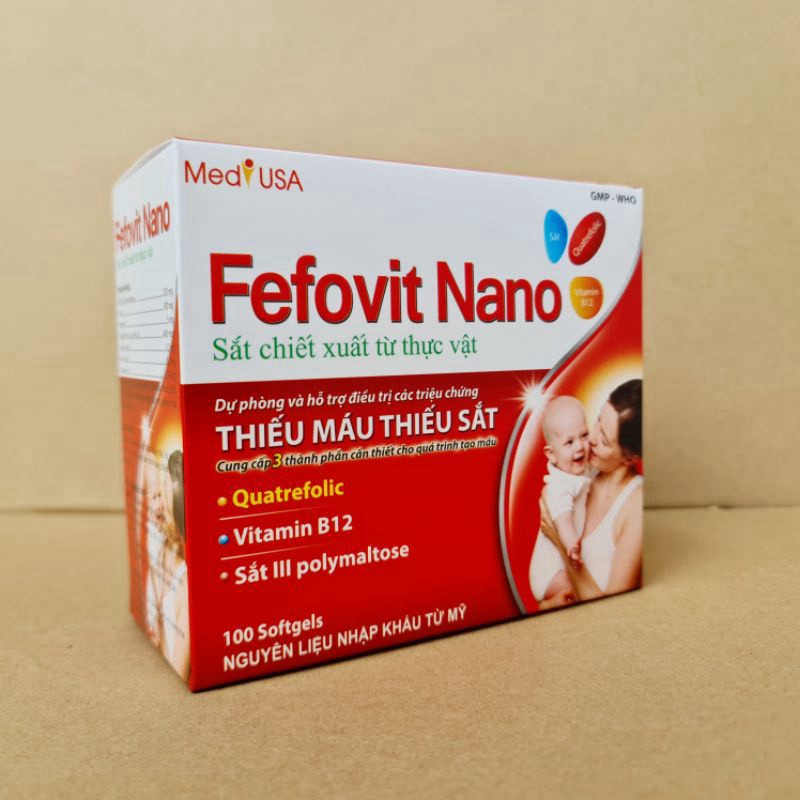 Fefovit Nano giúp bổ sung sắt, tăng cường lưu thông máu cho phụ nữ mang thai - Hộp 100 viên