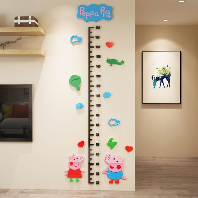 Thước Đo Chiều Cao Dán Tường Bằng Acrylic Họa Tiết Hoạt Hình 3d Dễ Thương Cho Bé