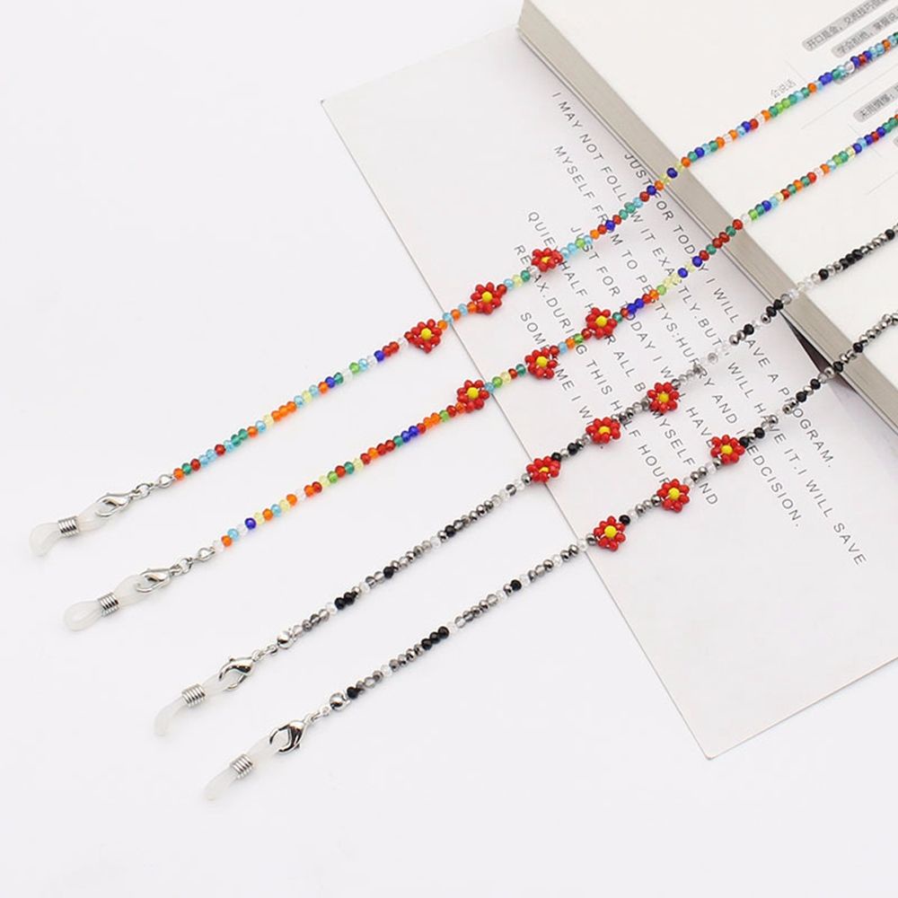 Dây Đeo Mắt Kính Trong Suốt Đính Hạt In Chữ Nhiều Màu Sắc Phong Cách Hàn Quốc