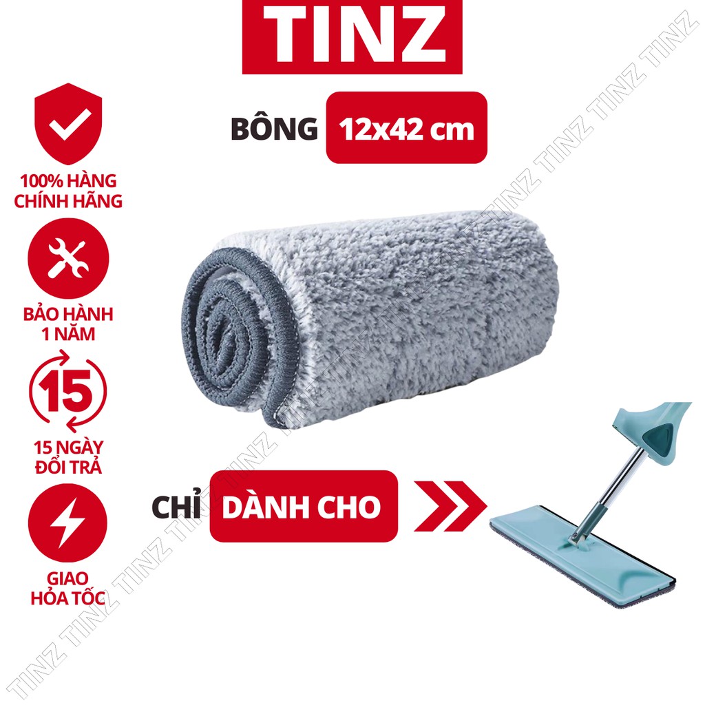 Bông lau nhà thay thế chữ nhật 12x42 cho cây lau nhà tự vắt TINZ