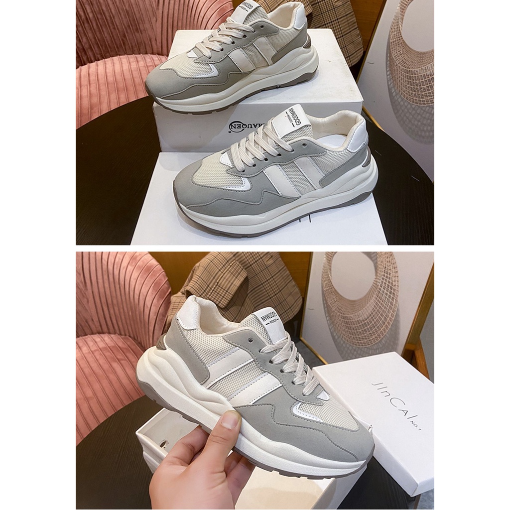 Giày thể thao nữ sọc cam và xám 👟Freeship extra 👟 Giày Quảng Châu Xịn