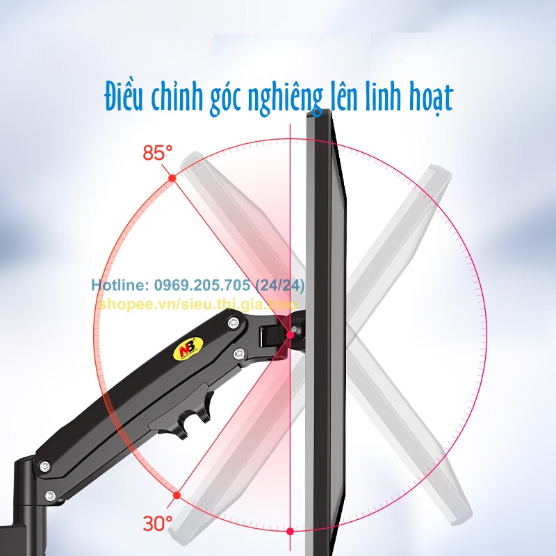 H100 Giá treo màn hình máy tính NB H100 –Tay treo màn hình đa năng -Xoay 360 độ (Màn hình 17-30 inch) [Rẻ Hơn NB F100A]