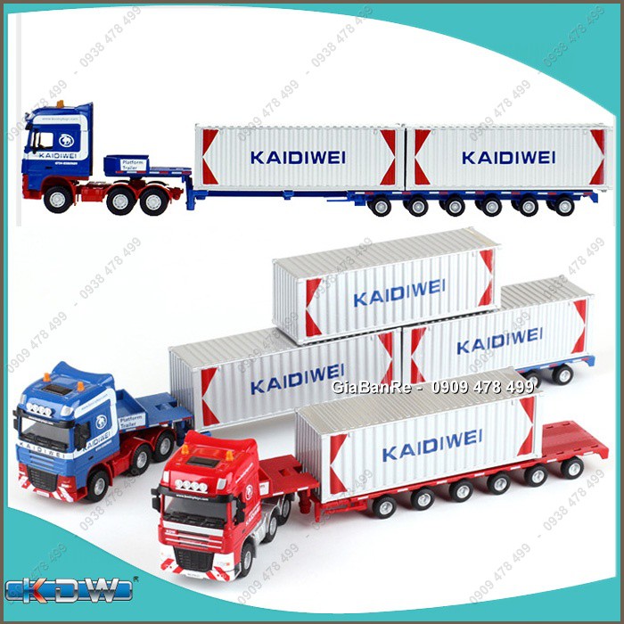 Mô Hình Kim Loại Xe Tải Hạng Nặng Chở 2 Container 40 Feet Tỉ Lệ 1:50 - Kdw - 9917