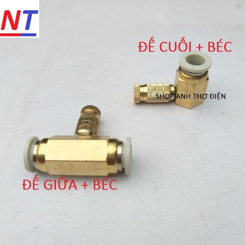 Béc phun sương bằng đồng số 1-2-3 kèm Chân nối