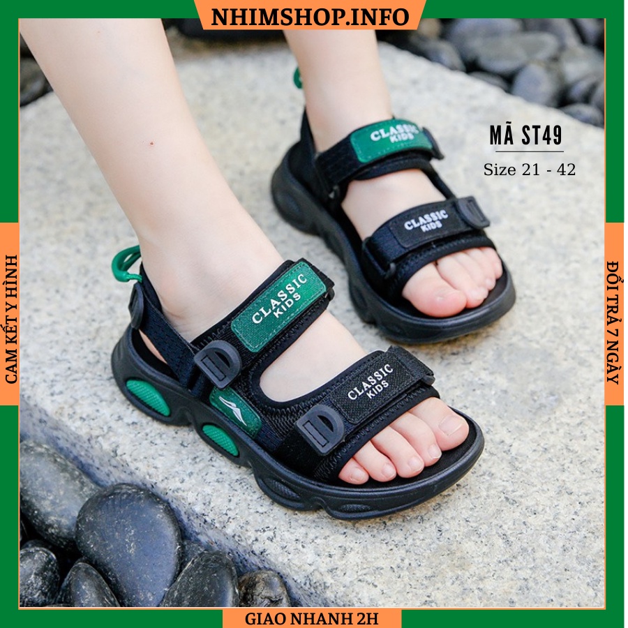 Sandal bé trai dép quai hậu đi học trẻ em nam 1 2 3 đến 15 tuổi quai ngang siêu nhẹ kháng khuẩn phong cách Hàn Quốc ST49