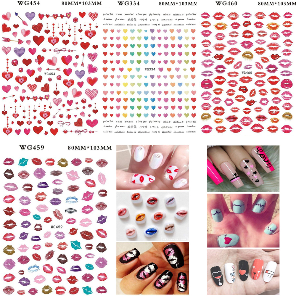 [Hàng mới về] Nhãn dán trang trí móng tay in hình đôi môi 3D bắt mắt DIY