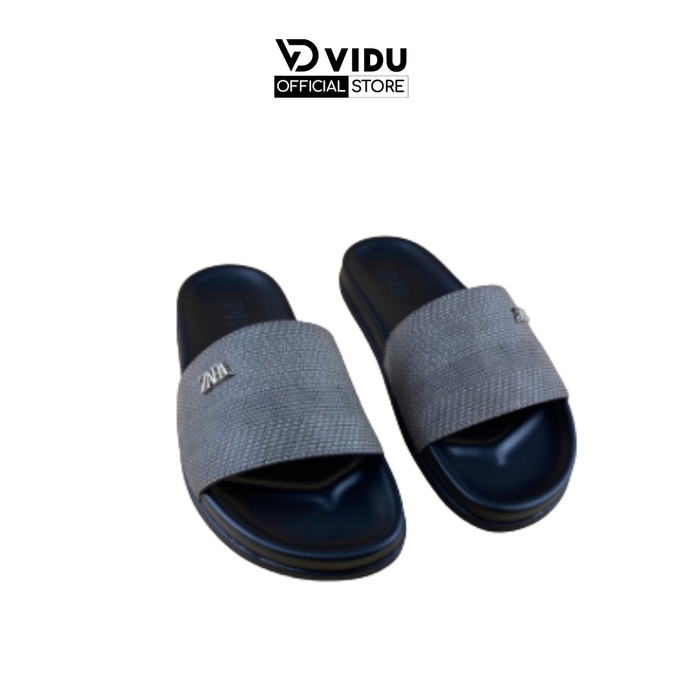 Dép nam thời trang ZARA ViDu 21107 màu xám đen đính logo đế đúc chống trơn trượt