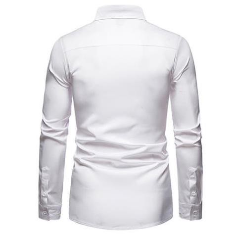 Áo sơ mi, Áo sơ mi nam cúc chéo, theu hoa văn ở cổ, tạo thêm điểm nhấn cho chiếc áo, thu hút cái nhìn cách điệu n27