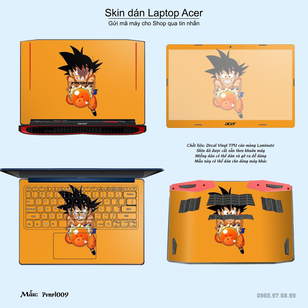 Skin dán Laptop Acer in hình Dragon Ball (inbox mã máy cho Shop)