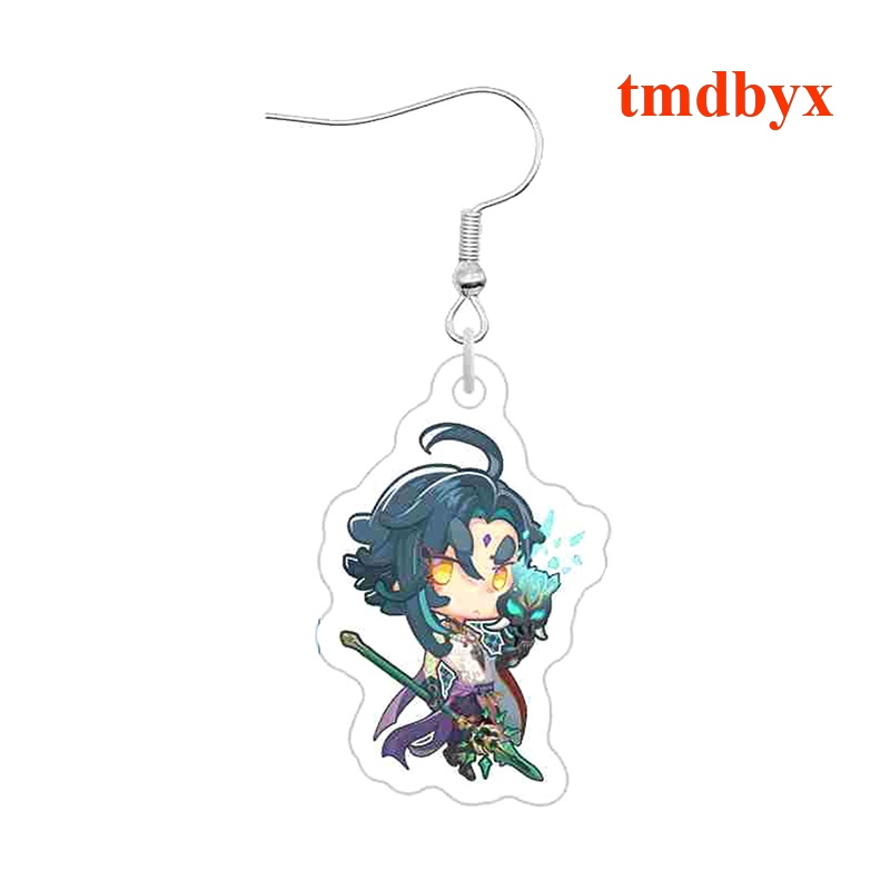 Tmdbyx Khuyên Tai acrylic Mặt Hình Nhân Vật anime game Genshin Va Chạm
