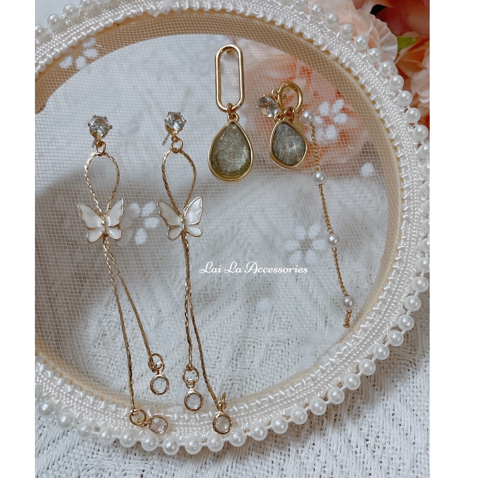 Bông tai nữ dáng dài thiết kế mới lạ, Khuyên tai bạc 925 Hàn Quốc Lại La